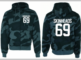 Skinhead 69 hrubá maskáčová mikina na zips s kapucou vzor Nightcamo-Nočný maskáč "Splinter"